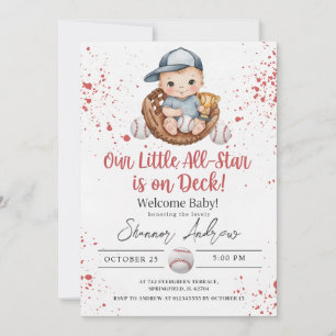 Einfache Baseball-Baby-Party - Ein kleiner Schläge Einladung