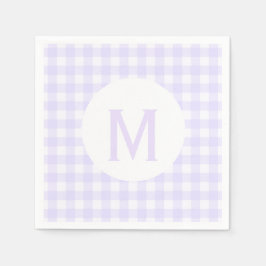 Einfache Basic Pale Lavender Gingham Monogram Serviette