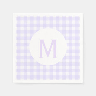 Einfache Basic Pale Lavender Gingham Monogram Serviette