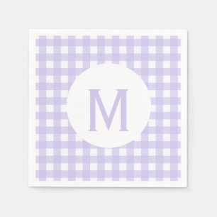 Einfache Basic Pale Lavender Gingham Monogram Serviette
