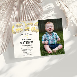 Einfache Baugewerbe Thema Foto erste Geburtstag Einladung