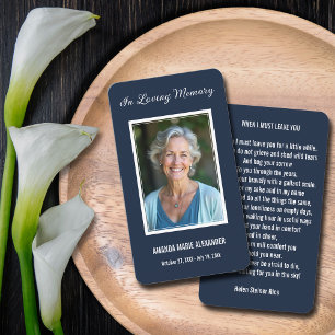 Einfache Beerdigung Foto Beileid Gedenkkarte Visitenkarte
