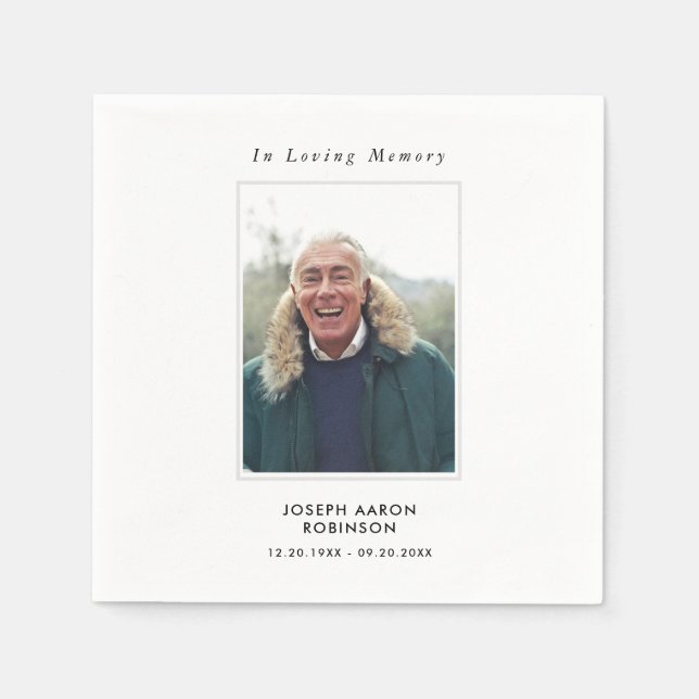 Einfache Beerdigung Foto Beileid Memorial Serviette (Vorderseite)