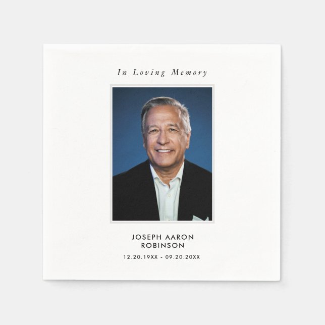 Einfache Beerdigung Foto Beileid Memorial Serviette (Vorderseite)