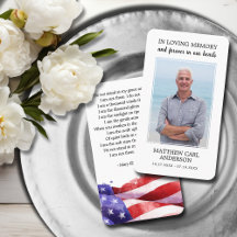 Einfache Beerdigung-Gedenkkarte Foto US-Flaggenkar
