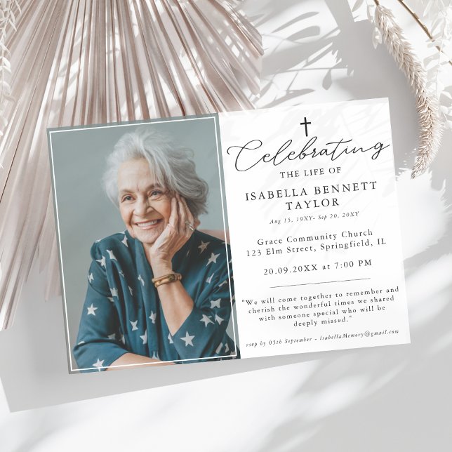 Einfache Beerdigungsfeier Religiöses Foto Einladung (Von Creator hochgeladen)