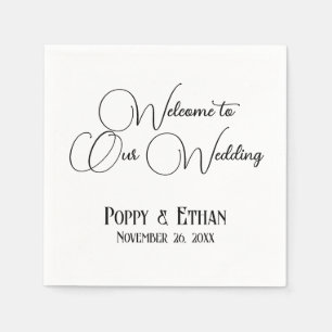 Einfache Begrüßung bei unserer Hochzeit Serviette