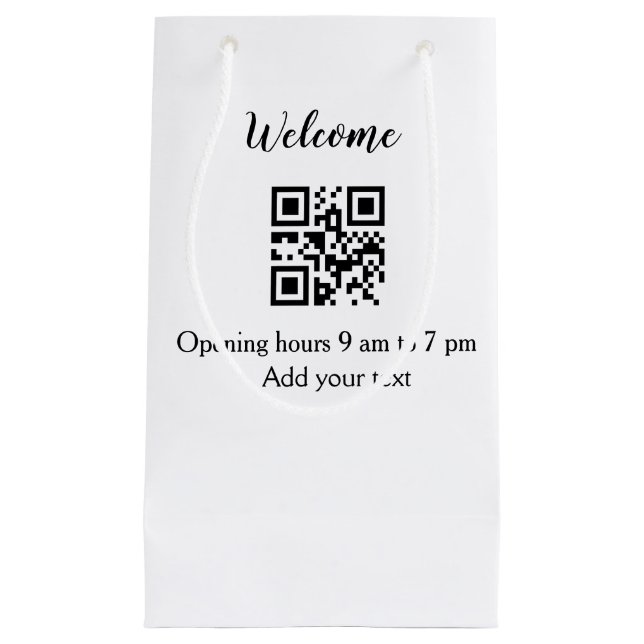Einfache Begrüßungsöffnung Barcode QR Name hinzufü Kleine Geschenktüte (Vorderseite)