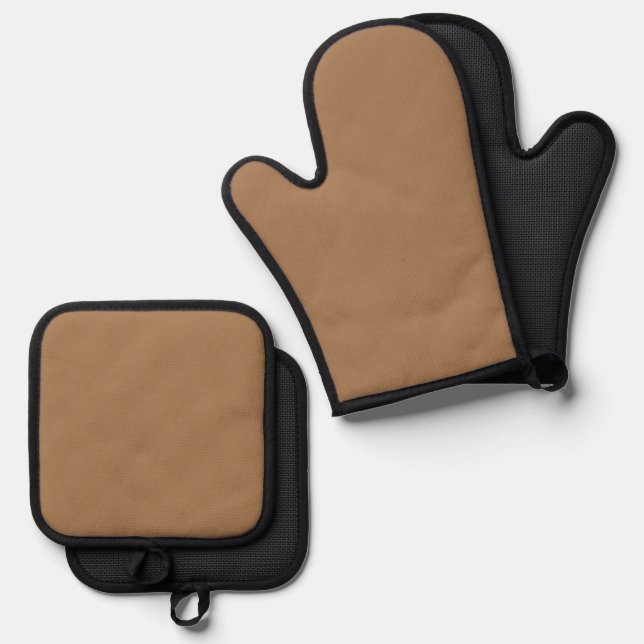 Einfache Behörde® hellbraun Ofenhandschuh & Topflappen-Set (Vorderseite/Rückseite)