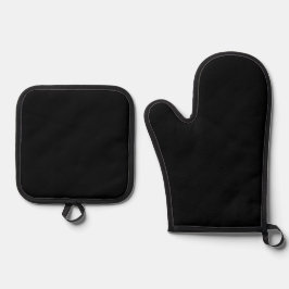 Einfache Behörde® Schwarz Ofenhandschuh & Topflappen-Set