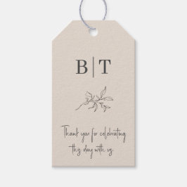 Einfache Beige Bride und Groom Initialen Vielen Da Geschenkanhänger