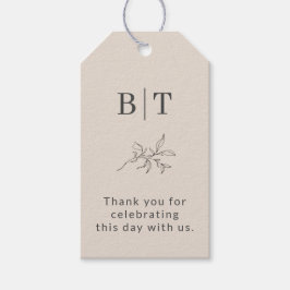 Einfache Beige Bride und Groom Initialen Vielen Da Geschenkanhänger