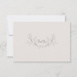 Einfache beige elegante Blätter Hochzeit Danke