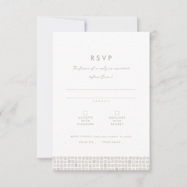 Einfache, beige gefarbene Strandhochzeit RSVP Karte (Vorderseite)