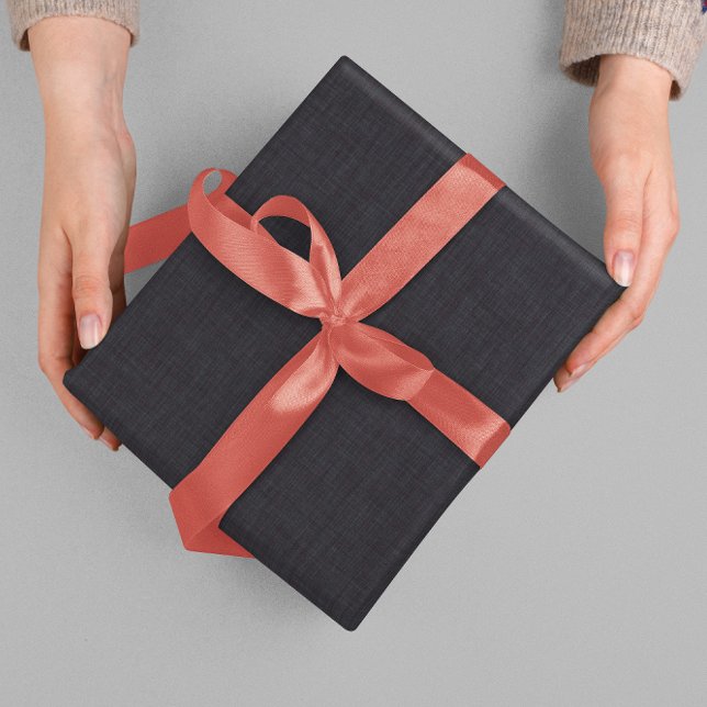 Einfache Beige Linen Schwarze Textur Geschenkpapier (Von Creator hochgeladen)