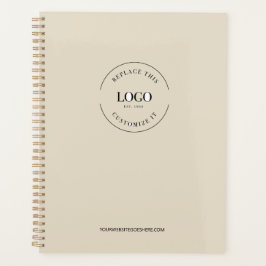 Einfache beige Minimalistische Logo-Markenbezeichn Planer