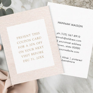 Einfache Beige Moderne Minimalistische Discount-Ka Visitenkarte