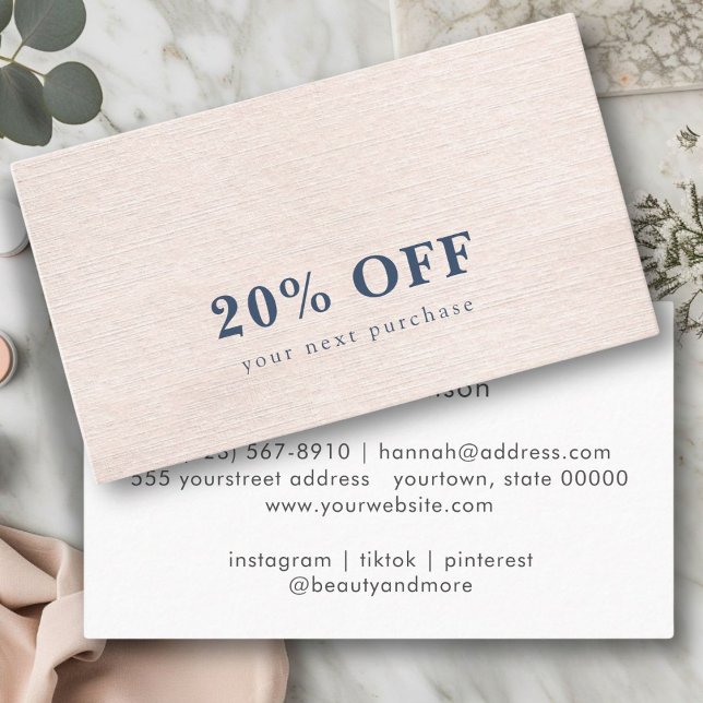 Einfache Beige Moderne Minimalistische Discount-Ka Visitenkarte (Simple Beige Modern Minimalist discount card)