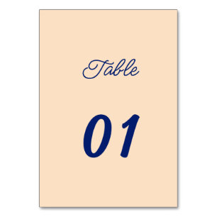 Einfache Beige Personalisierte Hochzeit Tischnummer