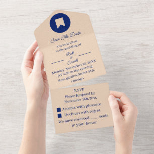 Einfache Beige Save the Date angepasst All In One Einladung