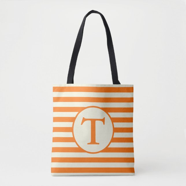 Einfache Beige und Orange Streifen Tasche (Vorderseite)