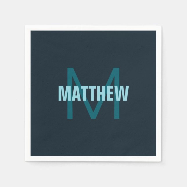 Einfache, benutzerdefinierbare Mit Monogramm Bezei Serviette (Vorderseite)