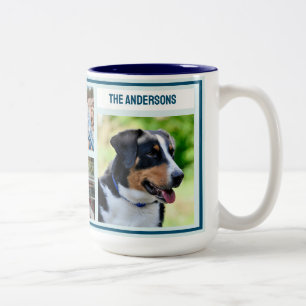 Einfache benutzerdefinierte Familie 4 Foto Collage Zweifarbige Tasse