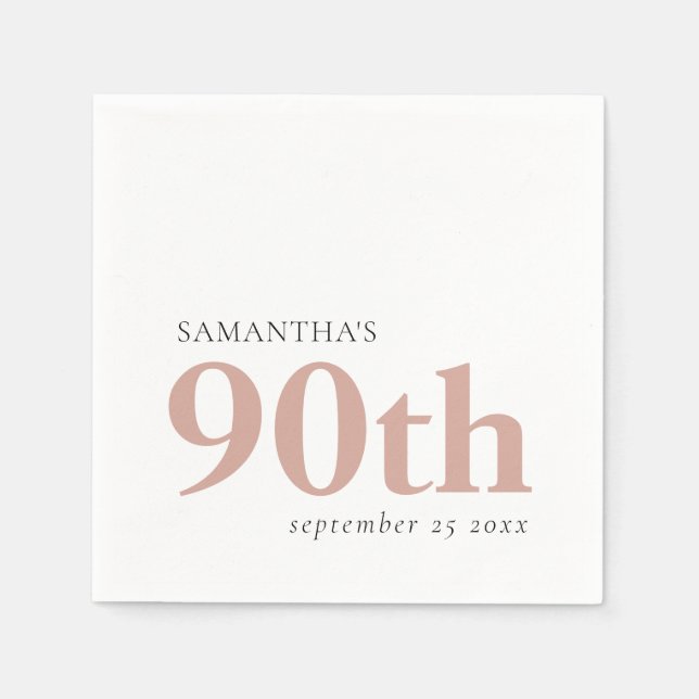 Einfache benutzerdefinierte Typografie Rosa 90. Serviette (Vorderseite)