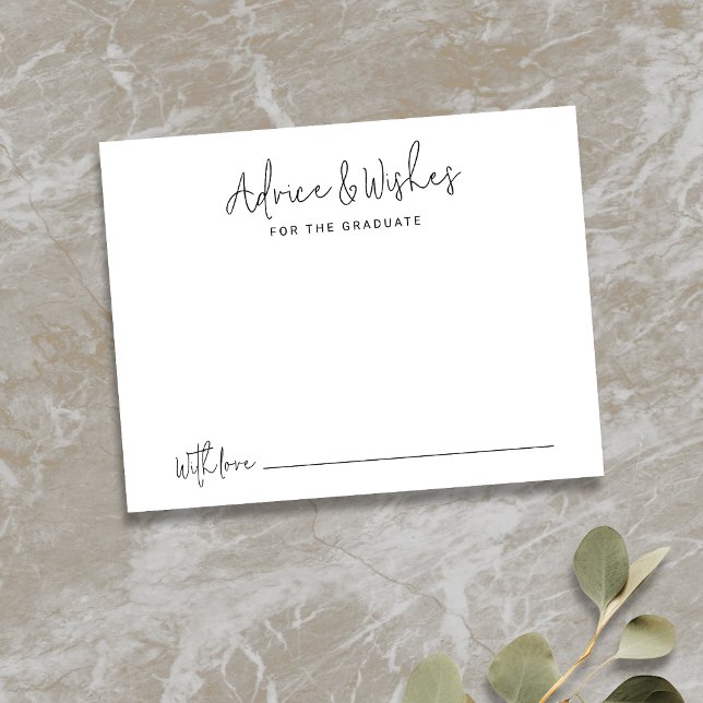 Einfache Beratung und Wünsche für moderne Script G Mitteilungskarte (Simple Modern Script Graduate advice & wishes Note Card)