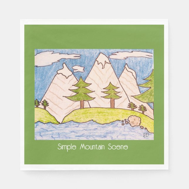 Einfache Bergszene  Serviette (Vorderseite)