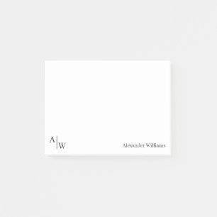 Einfache Beruflich 2 Monogramm Initial Black Basic Post-it Klebezettel