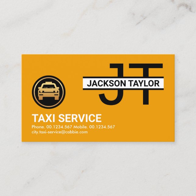 Einfache Berufliche Gelbe Taxifahrerkabine Visitenkarte (Vorderseite)