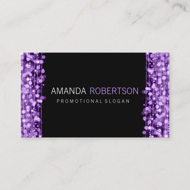 Einfache berufliche lila Lichter u. Glitzern Visitenkarte (Vorderseite)