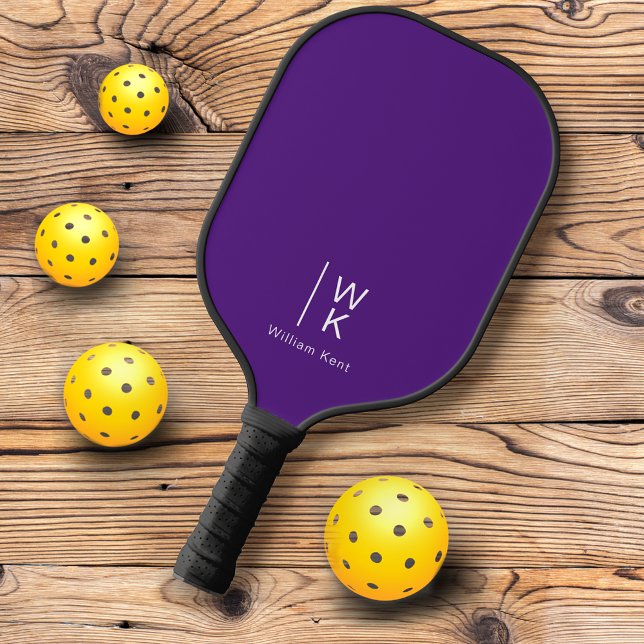 Einfache Berufliche Lila Monogramm-Initialen Pickleball Schläger (Von Creator hochgeladen)