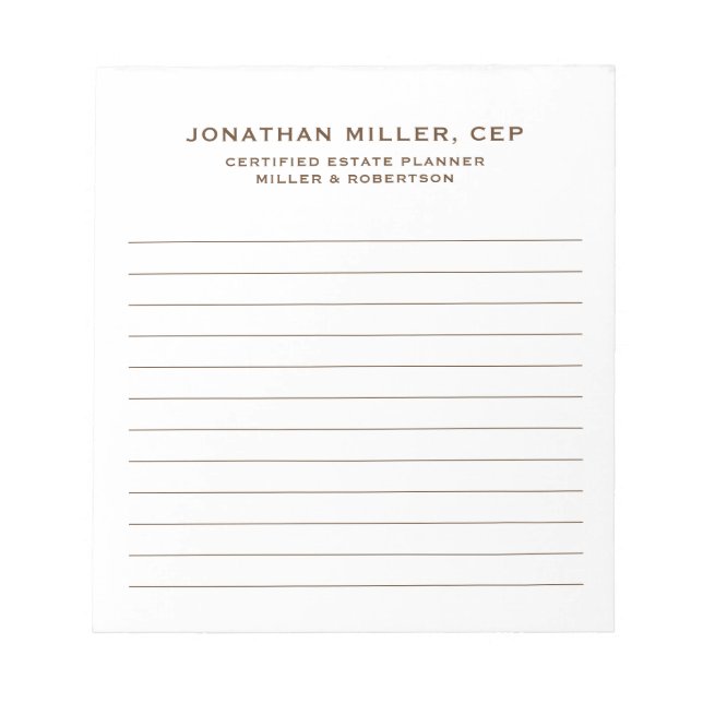 Einfache Berufliche Linde Notizblock (Vorderseite)