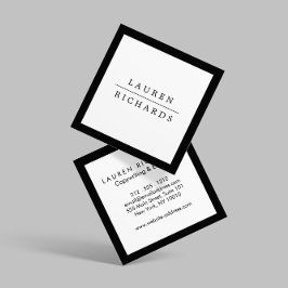 Einfache Berufliche Luxe Black und White Quadratische Visitenkarte