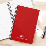 Einfache Berufliche Monogramm-Initialen und Name Planer<br><div class="desc">Einfach und elegant, dieses berufliche Design in lebhaftem Rot mit Elfenbeinbeige hat eine moderne Typografie, die Ihre Monogramm-Initialen im unteren Gehäusetyp auf der Titelseite ausdrückt. Unter dem Monogramm steht Ihr Name in allen Kappen in einer kleineren Schriftart-Größe für ein berufliches zeitgenössisches Aussehen. Ergänzt wird Ihr berufliches Branding durch Büromaterial, das...</div>