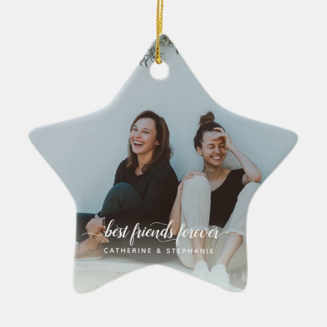 Einfache Best Friends für immer Foto Keramik Ornament (Vorne)