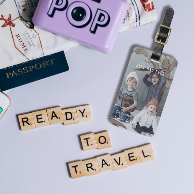 Einfache Best Vater-je-Foto-Gepäckmarke Gepäckanhänger (Simple Best Dad Ever Photo Luggage Tag
)