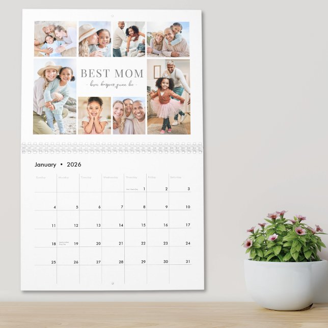 Einfache beste Mutter Fotocollage Kalender (Simple Best Mom Photo Collage Calendar)