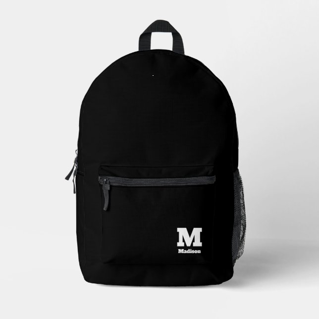 Einfache Bezeichnung der Retro-Monogrammnummer in  Bedruckter Rucksack (Vorderseite)