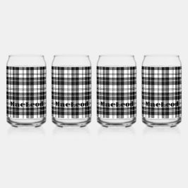 Einfache Bezeichnung der Tartan-Schwarz-Weiß-Monog Dosenglas