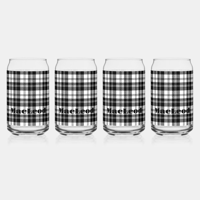 Einfache Bezeichnung der Tartan-Schwarz-Weiß-Monog Dosenglas (Vorderseite)