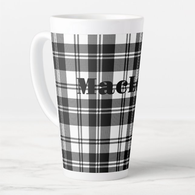 Einfache Bezeichnung der Tartan-Schwarz-Weiß-Monog Milchtasse (Linke Ecke)
