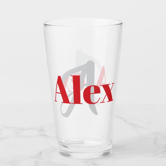 Einfache Bezeichnung mit Monogramm Glas (Vorderseite)