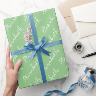 Einfache Bezeichnung Personalisiert grün Geschenkpapier