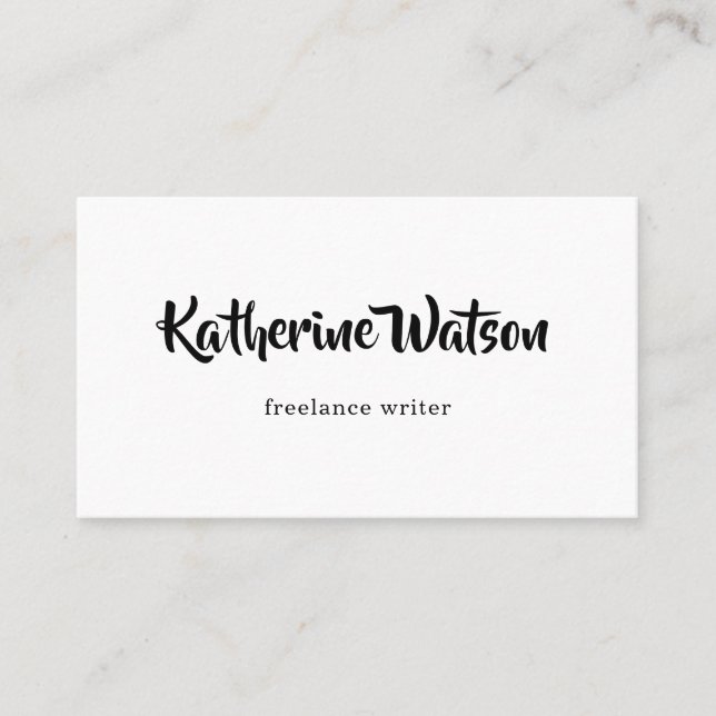 Einfache Bezeichnung Schwarz und Weiß Minimal Visitenkarte (Vorderseite)
