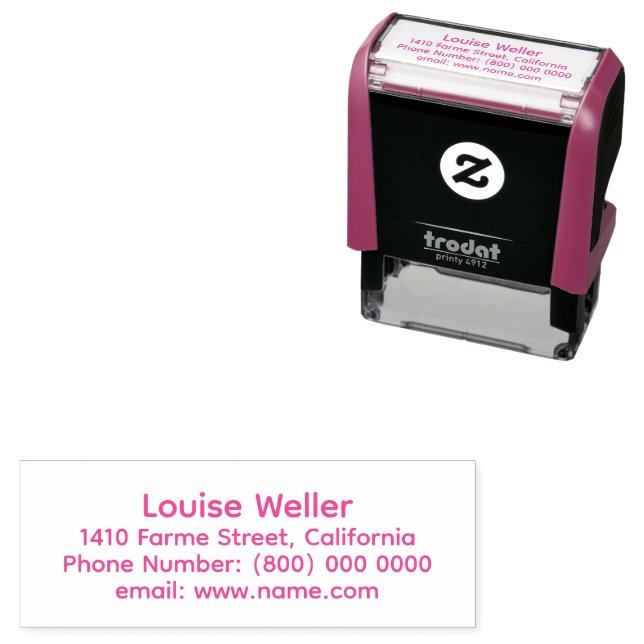 Einfache Bezeichnung und Adresse Rosa Permastempel (Beispiel)