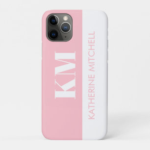 Einfache Bezeichnung und Initialen Rosa und Weiß Case-Mate iPhone Hülle