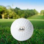 Einfache Bezeichnung von Schwarzen-Gold-Monogramm Golfball<br><div class="desc">Transparenter Hintergrund,  goldener und schwarzer Text. Personalisieren Sie Ihre Monogramm-Initialen und Ihren Namen und fügen Sie sie hinzu. Für ihn und sie. Der Name ist mit einem modernen handgeschriebenen Stilskript geschrieben.</div>